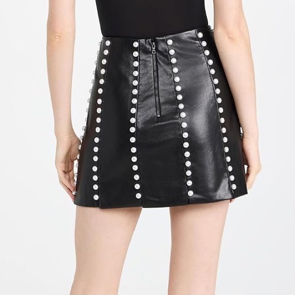 ALICE + OLIVHA LECIA EMBELLISHED VEGAN LEATHER MINI SKIRT SIZE 2 - Picture 2 of 6